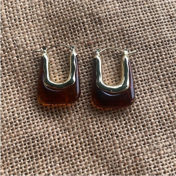 Vintage Geometric Resin Hoop Earring Acrylic U-Shaped hoop endless New In style - Picture 4 of 9